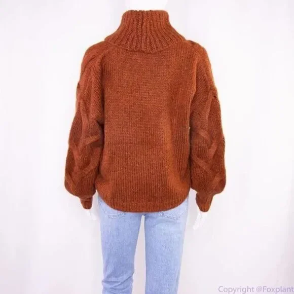 NEW Madewell Somervell Modern Cable Turtleneck Sweater,‎ size XXS